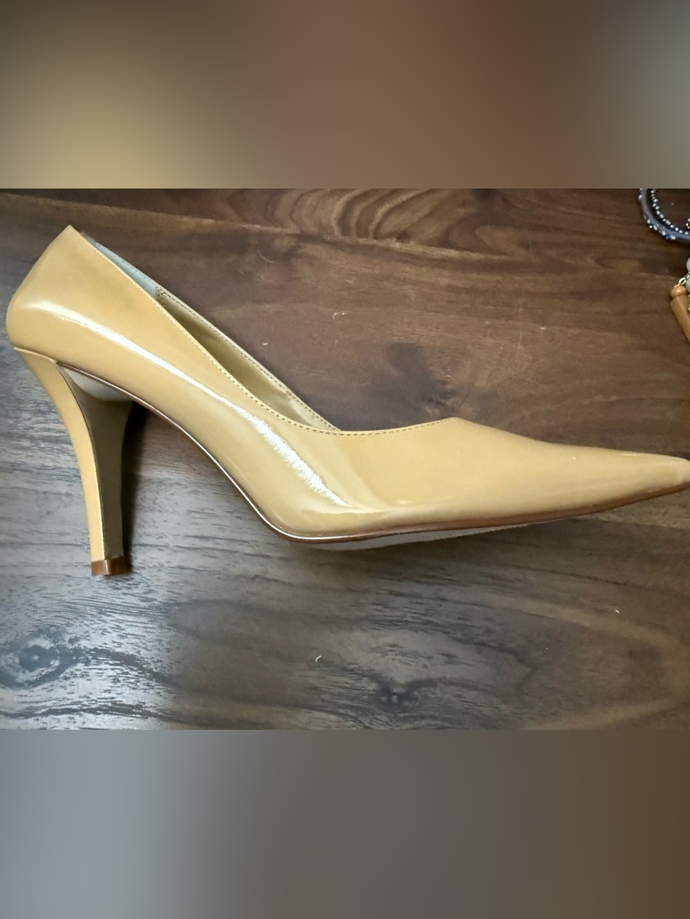 Michael Shannon Patent Pointed-Toe Pump in Beige
